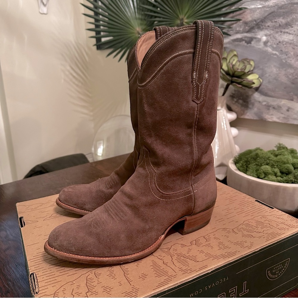Tecovas The Johnny cowboy boot suede granite gray wide